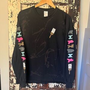 Distressed Rip N Dip Bob Ross paint brush Long Sleeve size Medium T-shirt.